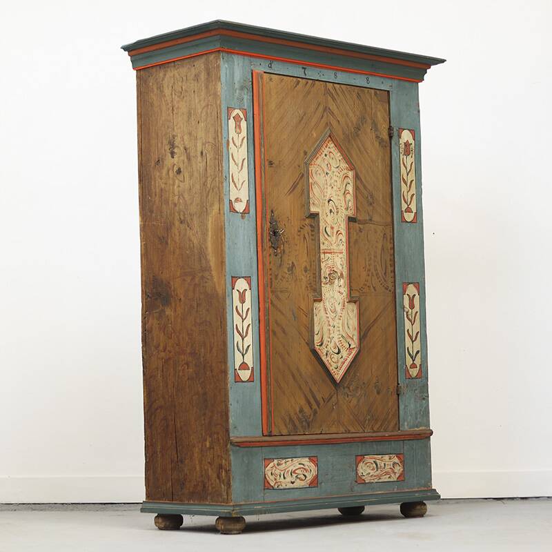 Painted Folk Art Bridal Cupboard