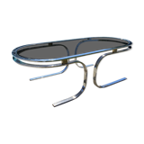 Oval coffee table Italian smoked glass 1970