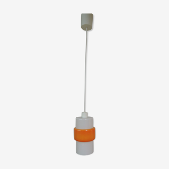 Suspension opaline blanche et orange