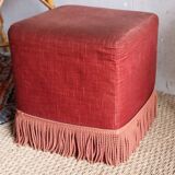 60s pink velvet pouf