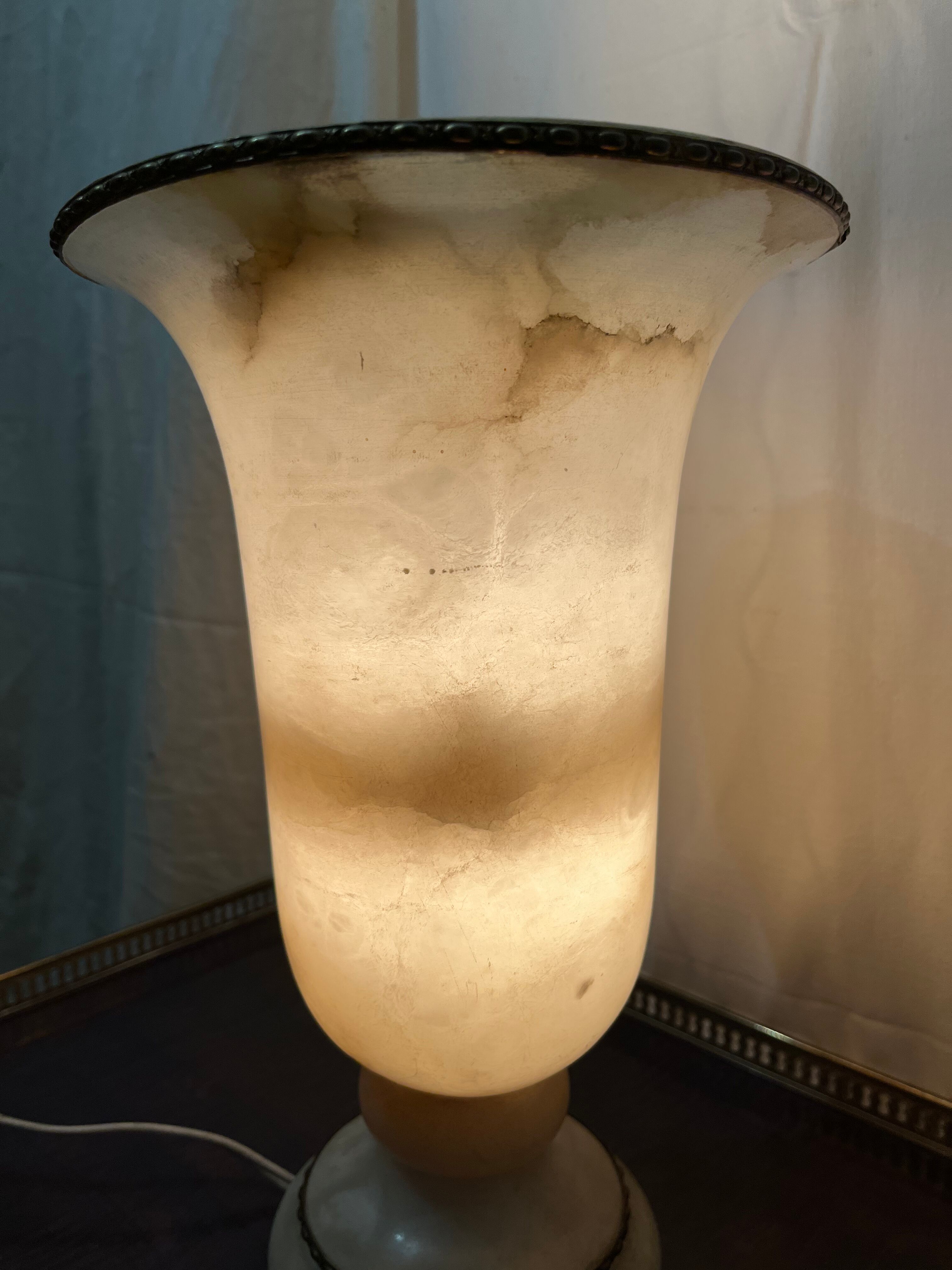Art deco lamp shape alabaster vase 1930