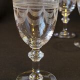 8 verres à Porto / vin en cristal gravé fin XIXème