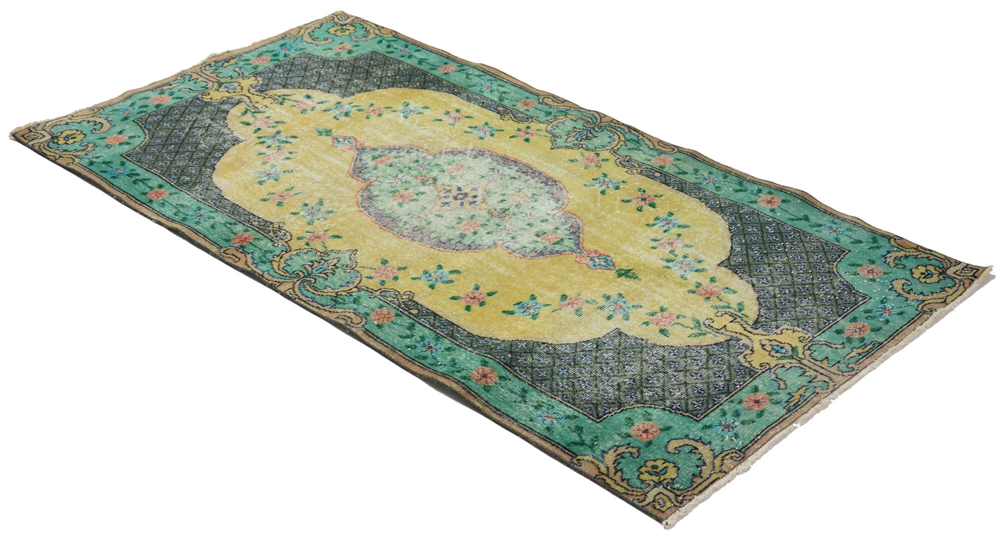 Anatolian handmade vintage rug 212 cm x 112 cm