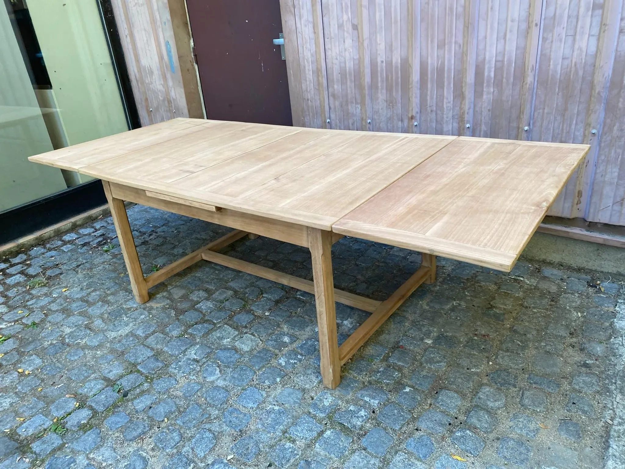 Renovated extendable farmhouse table in solid wood 140-240cm 1960