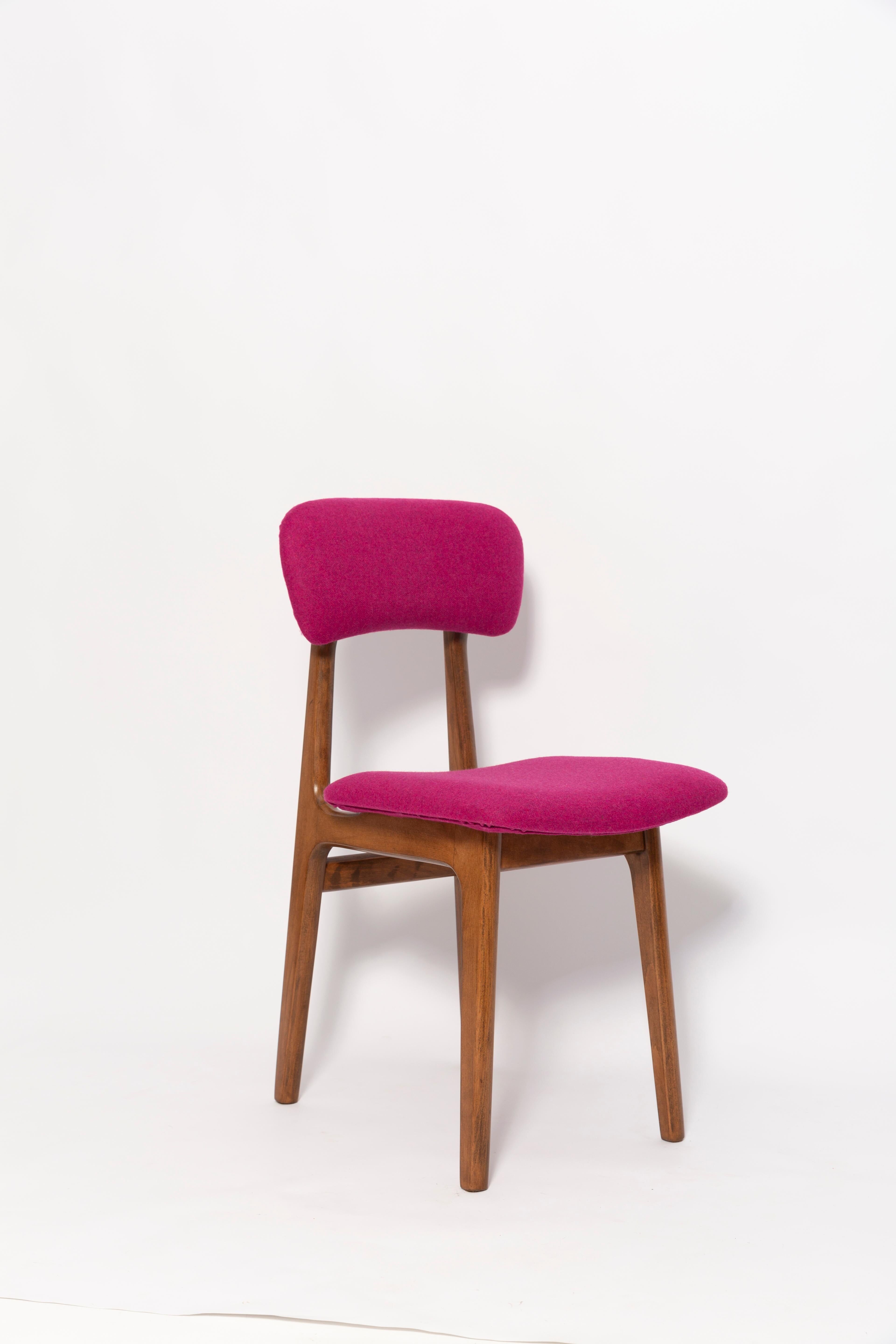 Fuchsia wool chair, beech wood, Rajmund Halas, Europe, 1960s