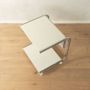 STRAJK side table by Tomas Jelinek for IKEA (1975, Bauhaus style, chrome and cream white, vintage)