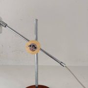 Vintage Midcentury desk lamp in brown leather and chrome Atelje Lyktan, Sweden