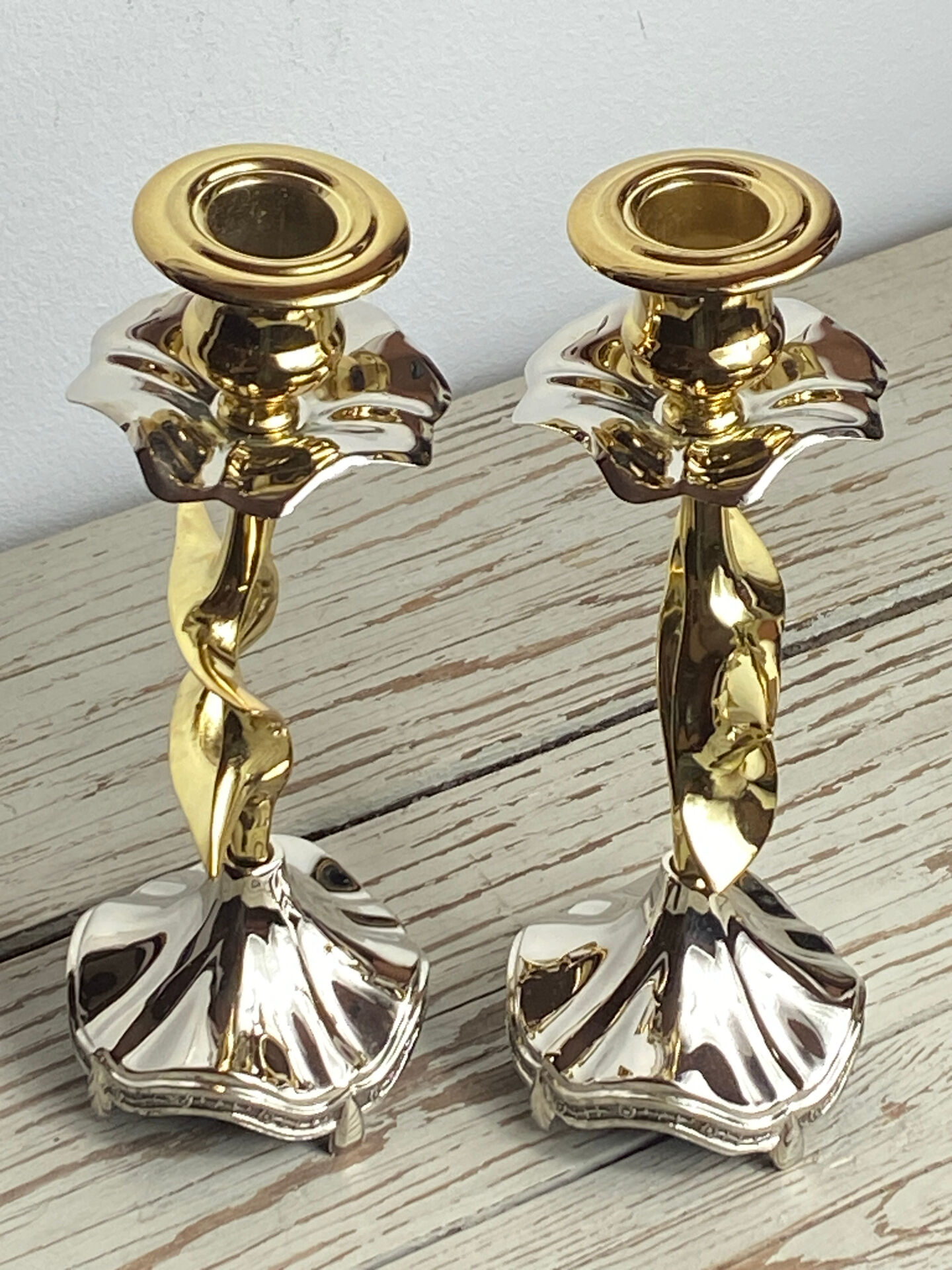 Pair of silver-plated candlesticks
