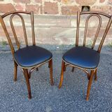 2 Chaises de restaurant bois courbé simili cuir vintage French bistro