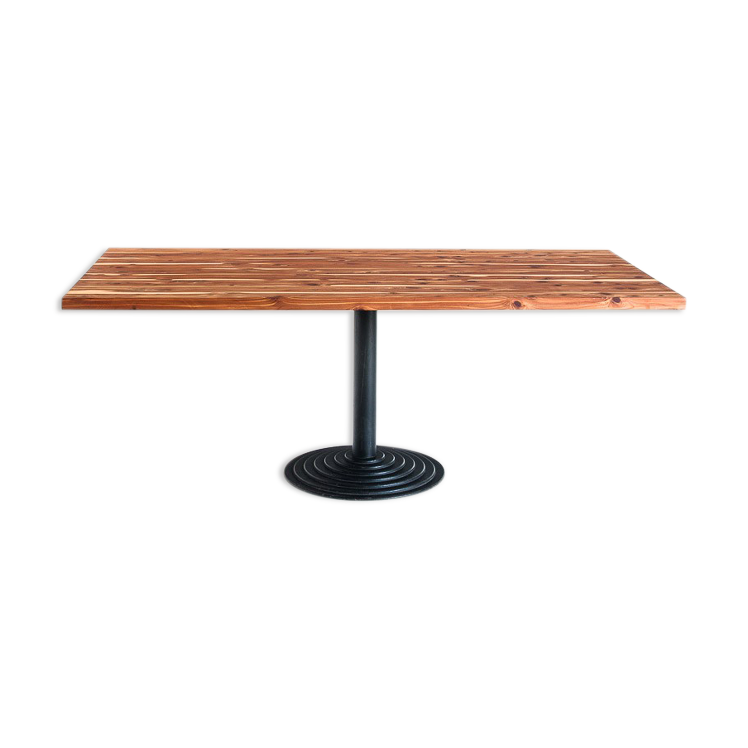 Solid cypress wood table with vintage central leg