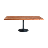 Solid cypress wood table with vintage central leg