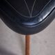 Mid-Century Teak Stool with Black Leather Seat, Denmark, 1960s