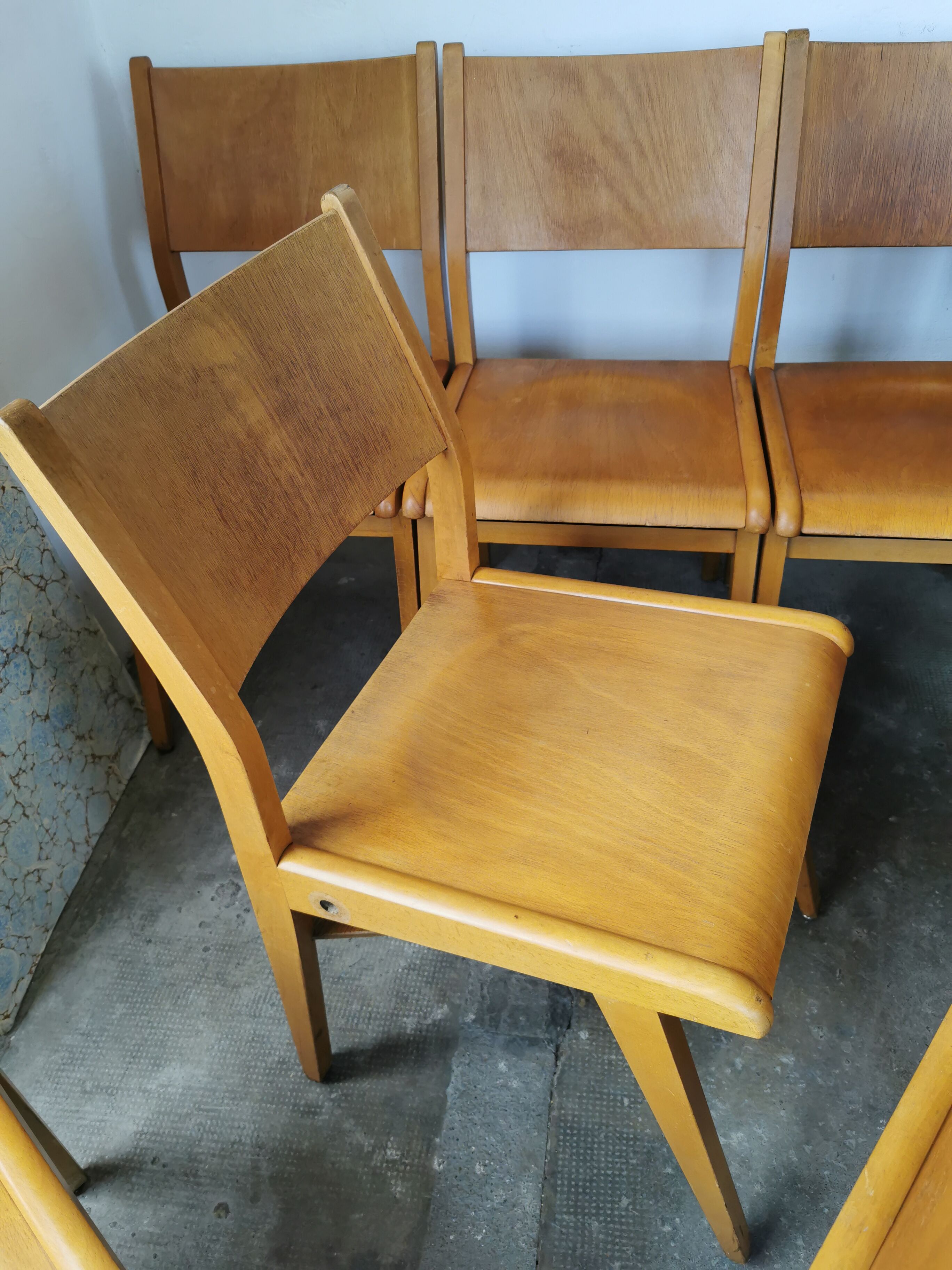Set of 10 vintage theater chairs compass feet
