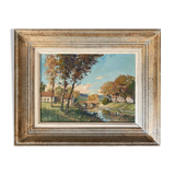 HSP Table Landscape "Village to the river" with frame, middle XX°