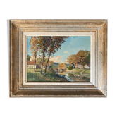 HSP Table Landscape "Village to the river" with frame, middle XX°