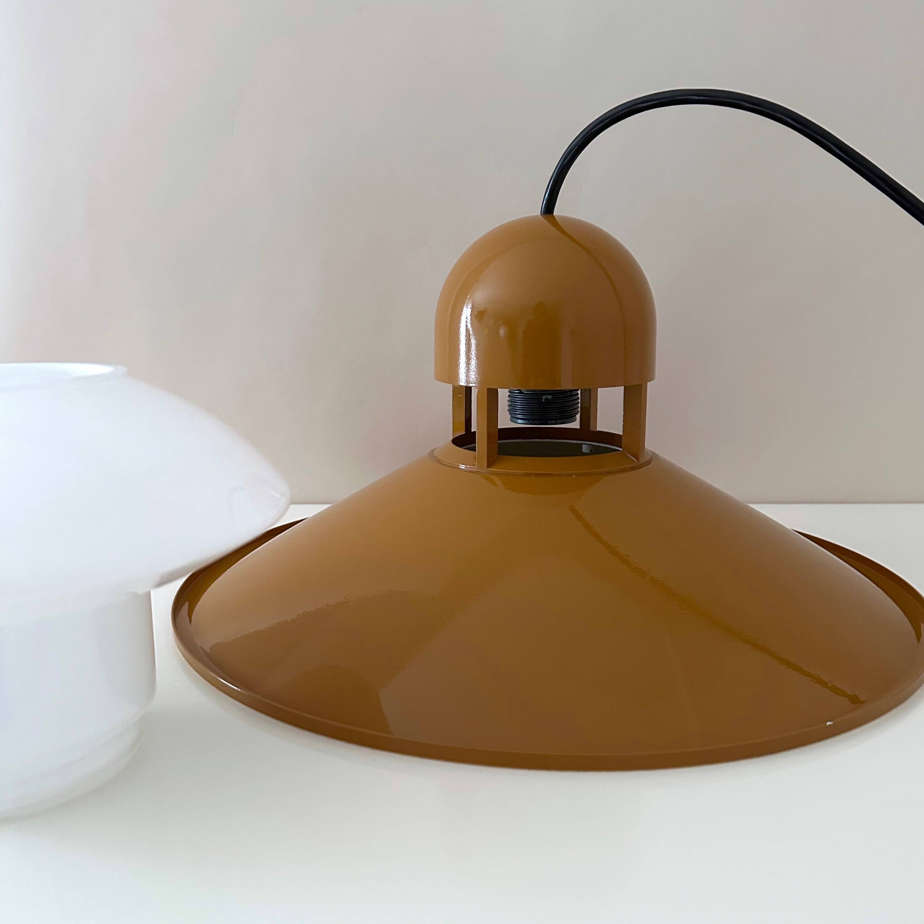 Industrial hanging lamp by Glashütte Limburg, 1960s modernist