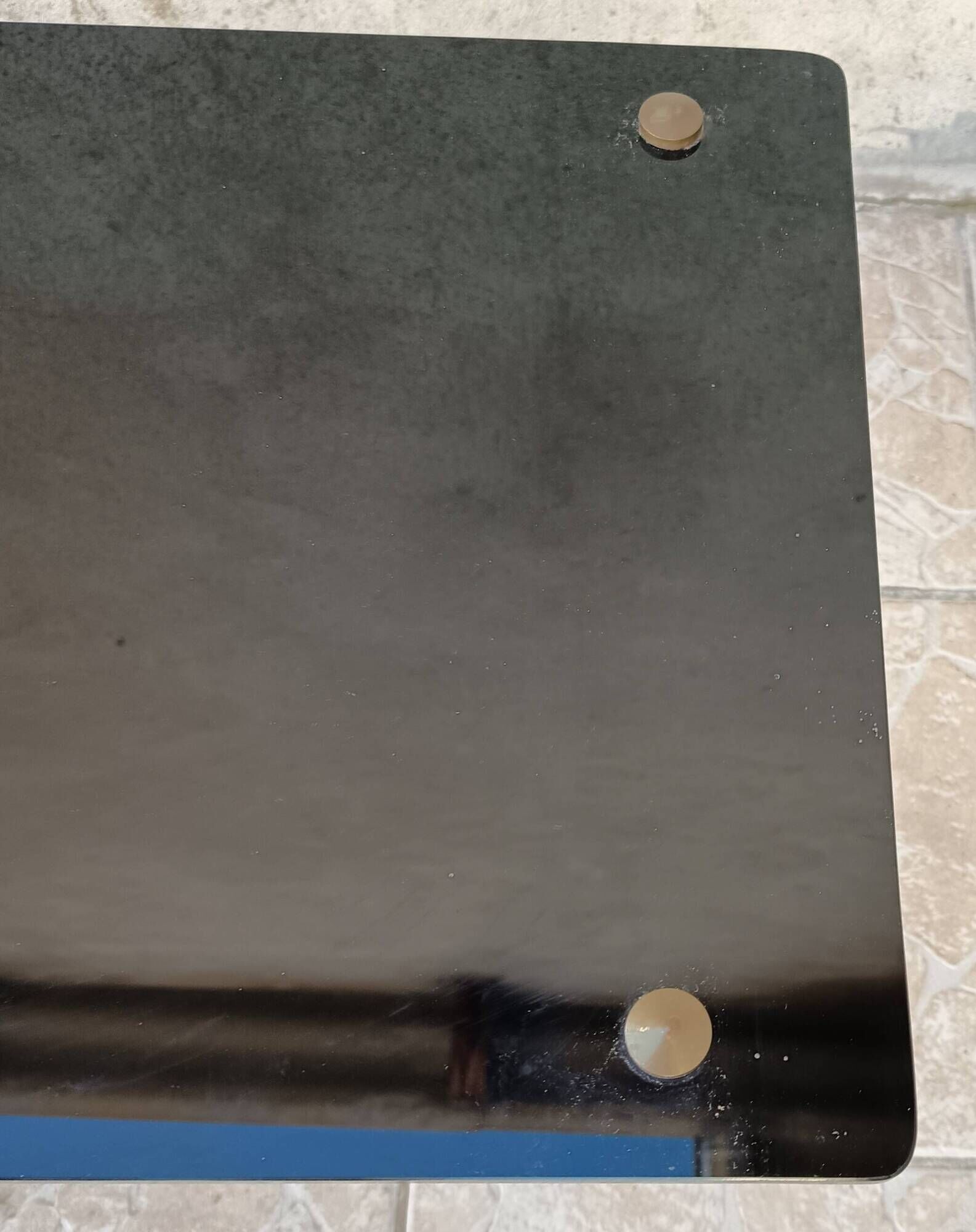 Table basse métal et verre 1950
