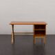 Teak and oak double-sided desk with X-shaped legs