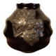 Vase art déco en verre hyalite lithyaline noir et étain 1920