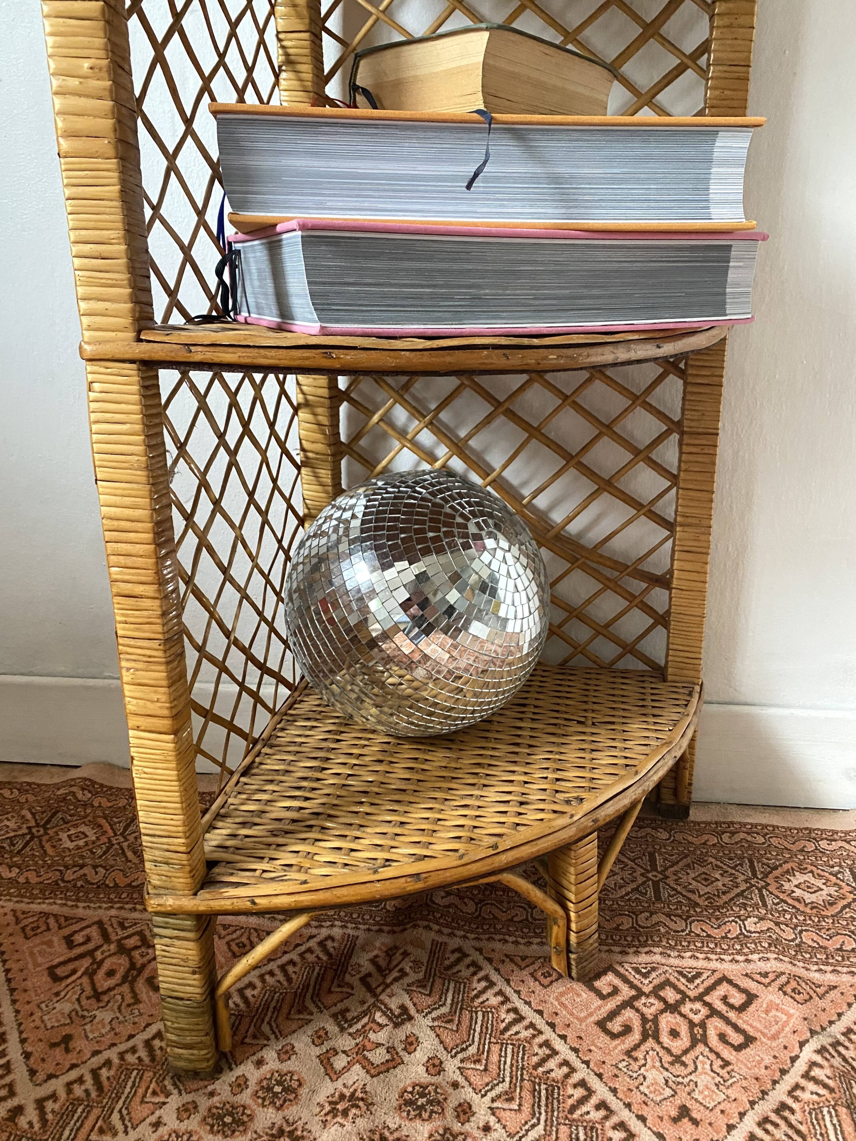 rattan corner shelf from the 60s and 70s