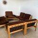 Old modular living room 7 armchairs and vintage Scandinavian design coffee table from the 60s