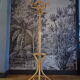 Curved wooden parrot coat rack