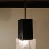 Vintage metal and glass cubic chandelier from Maison Arlus 1960.