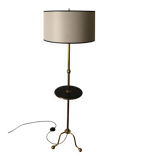 Tripod floor lamp with adjustable height and shelf from the 1960s.