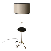 Tripod floor lamp with adjustable height and shelf from the 1960s.