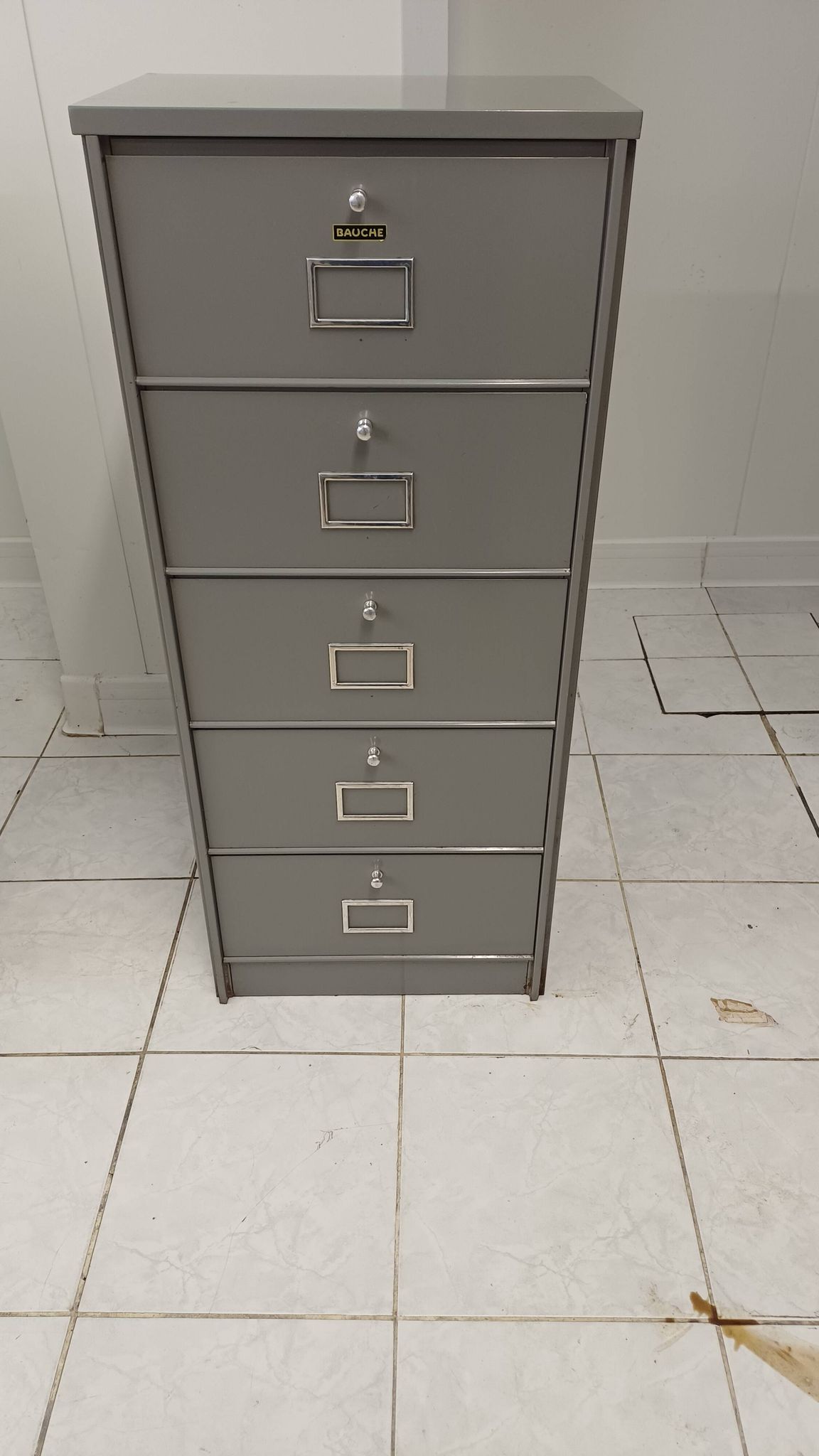 Industrial metal filing cabinet Bauche – 5 drawers – 1950s