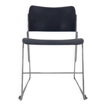 Midcentury David Rowland 40/4 Black and Chrome Side Chair, 1970s