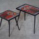 2 nesting varnished ceramic coffee tables - the brothers jean & robert cloutier 1950