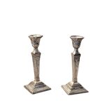 Pair of silver-plated candlesticks – Louis XVI decor – 19th century England