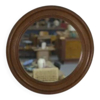 Miroir rond en chêne 1960