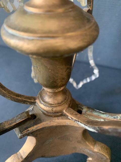 Girandole candle holder with crystal and bronze tassel with 3 lights, 1900