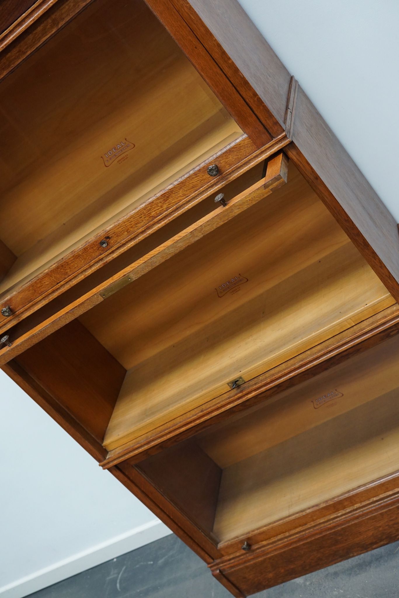 German oak bookcase with folding doors, ca 1900