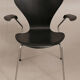 Black lacquered wooden chair by Arne Jacobsen for Fritz Hansen year 50 model SJUAN
