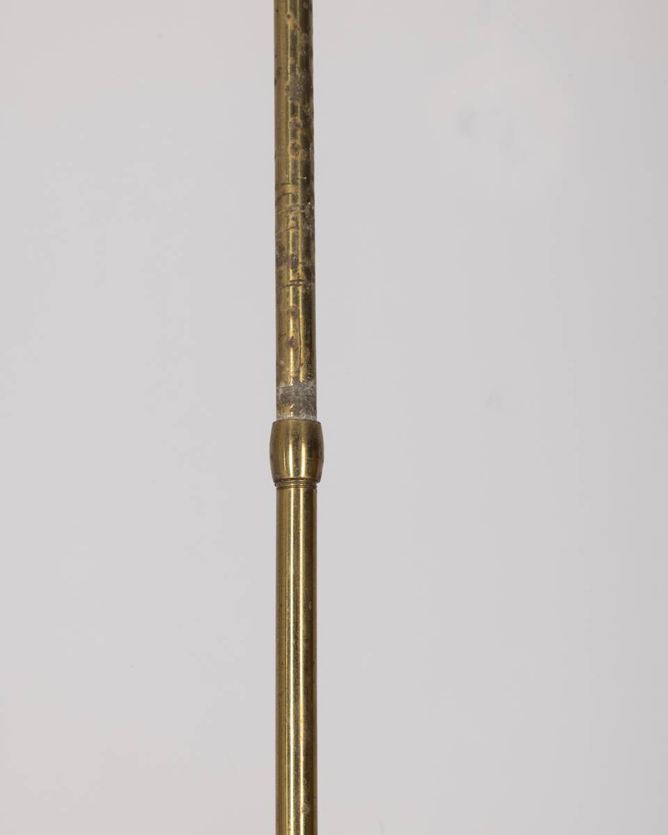 Vintage 50's chandelier in brass, green metal and glass italian design