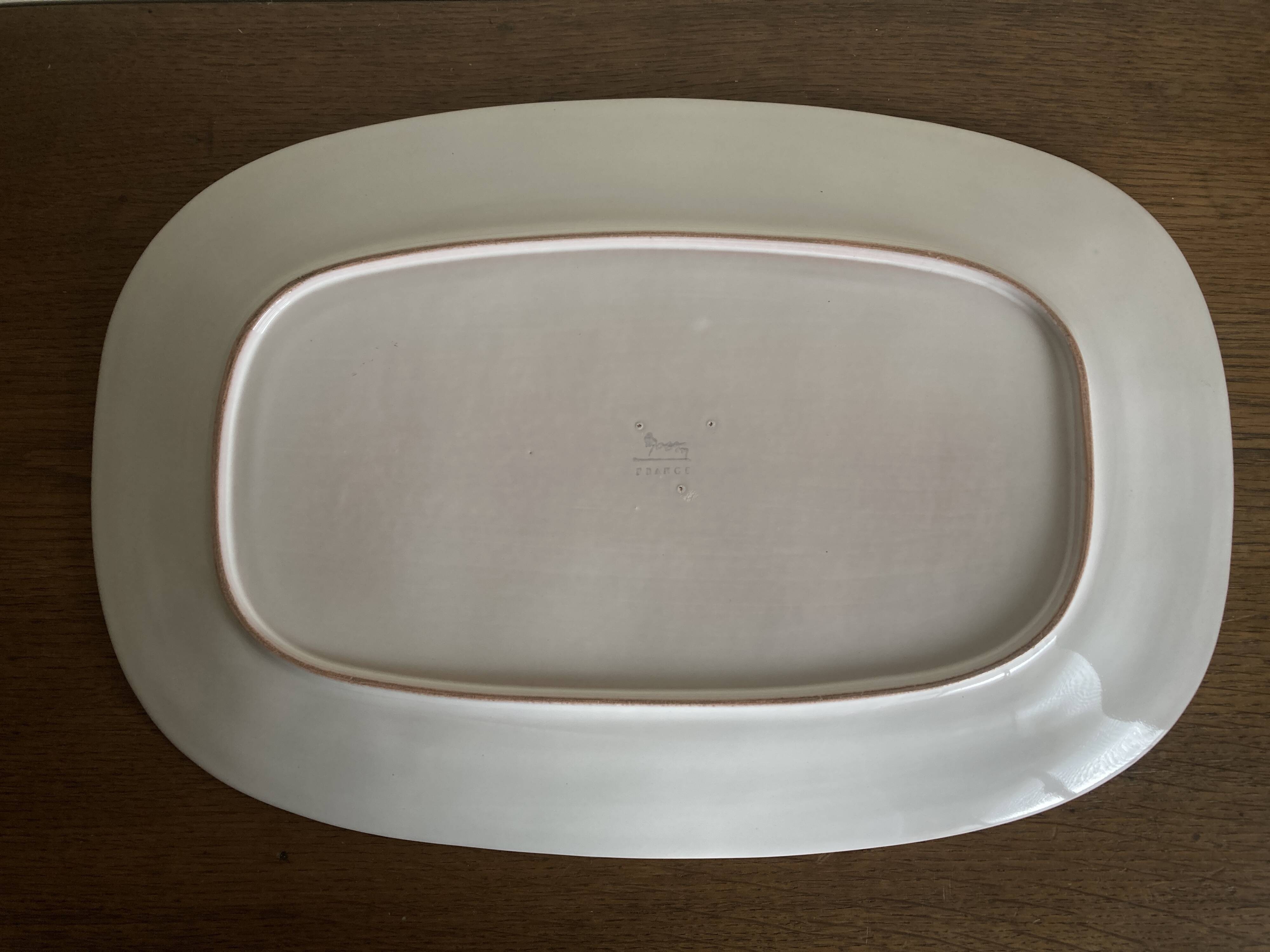 XL centerpiece dish with scalloped glazed earth Gien Pierre Motton 1980