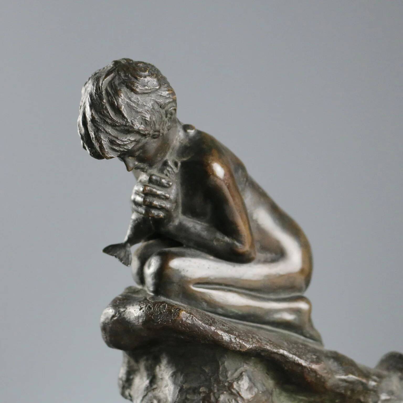 Ancient bronze figurine Vincenzo Gemito Fisherman 20th Century