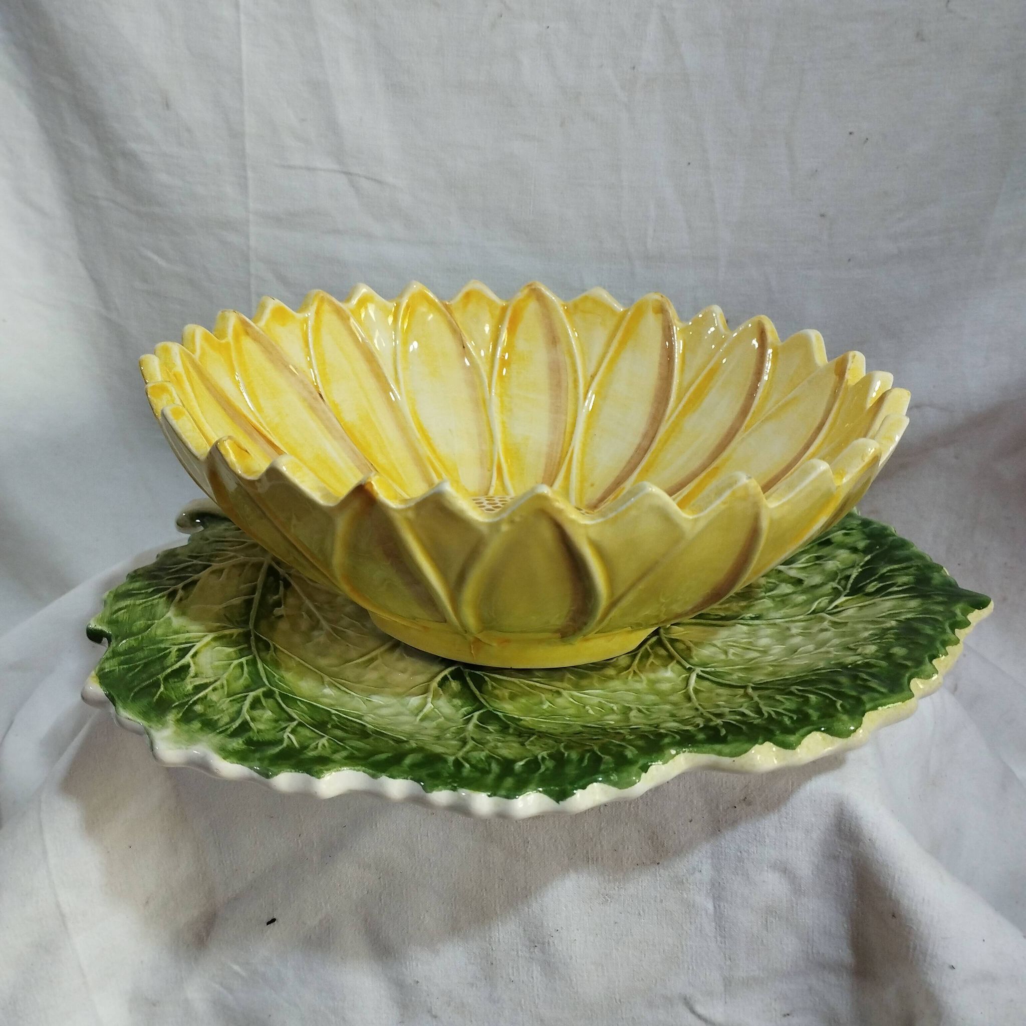 old strawberry drainer in slipware