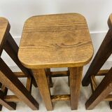 8 solid wood bar stools in brutalist style