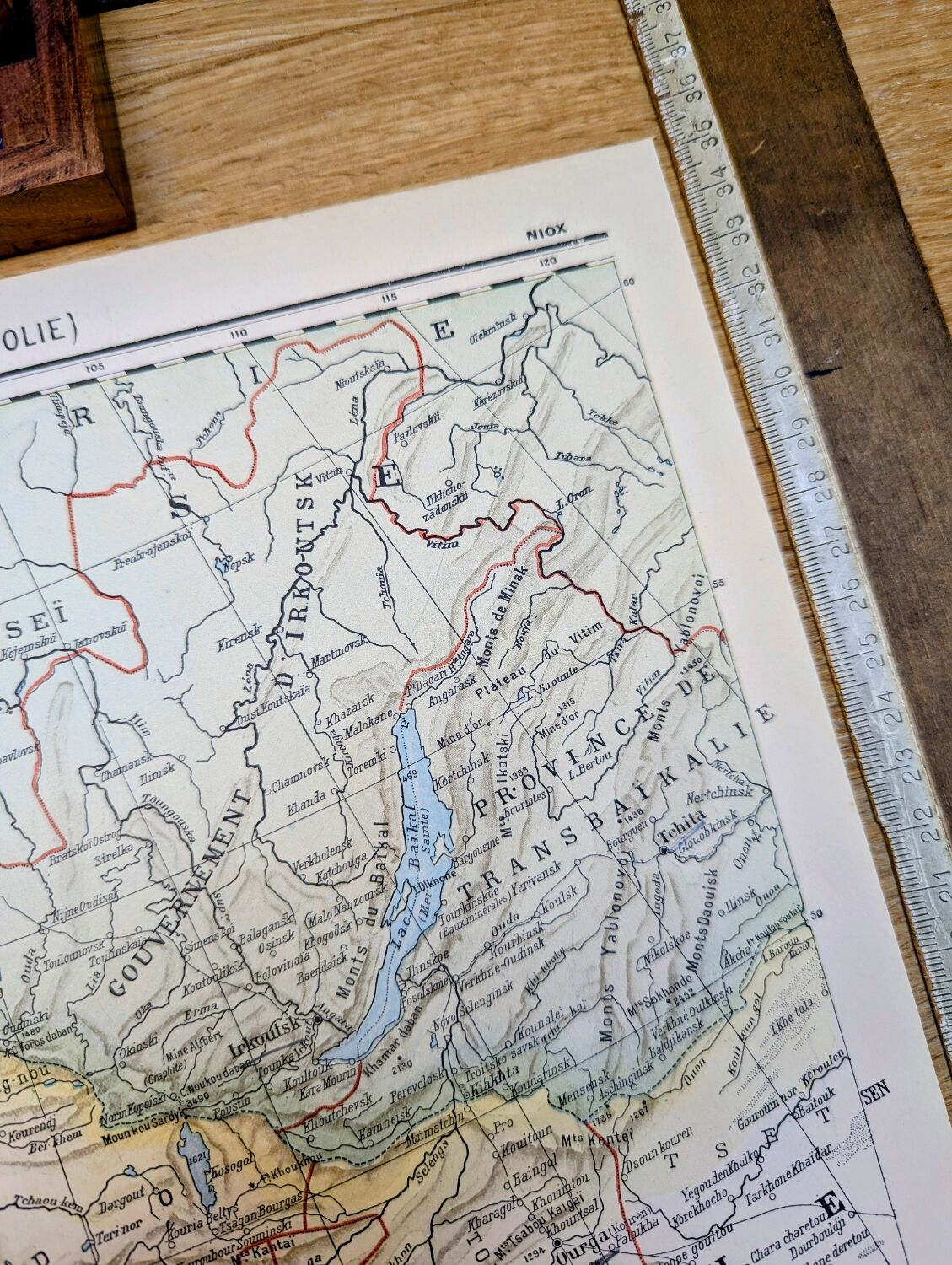 Mongolie, Asie. Planche géographique imprimée en 1900.