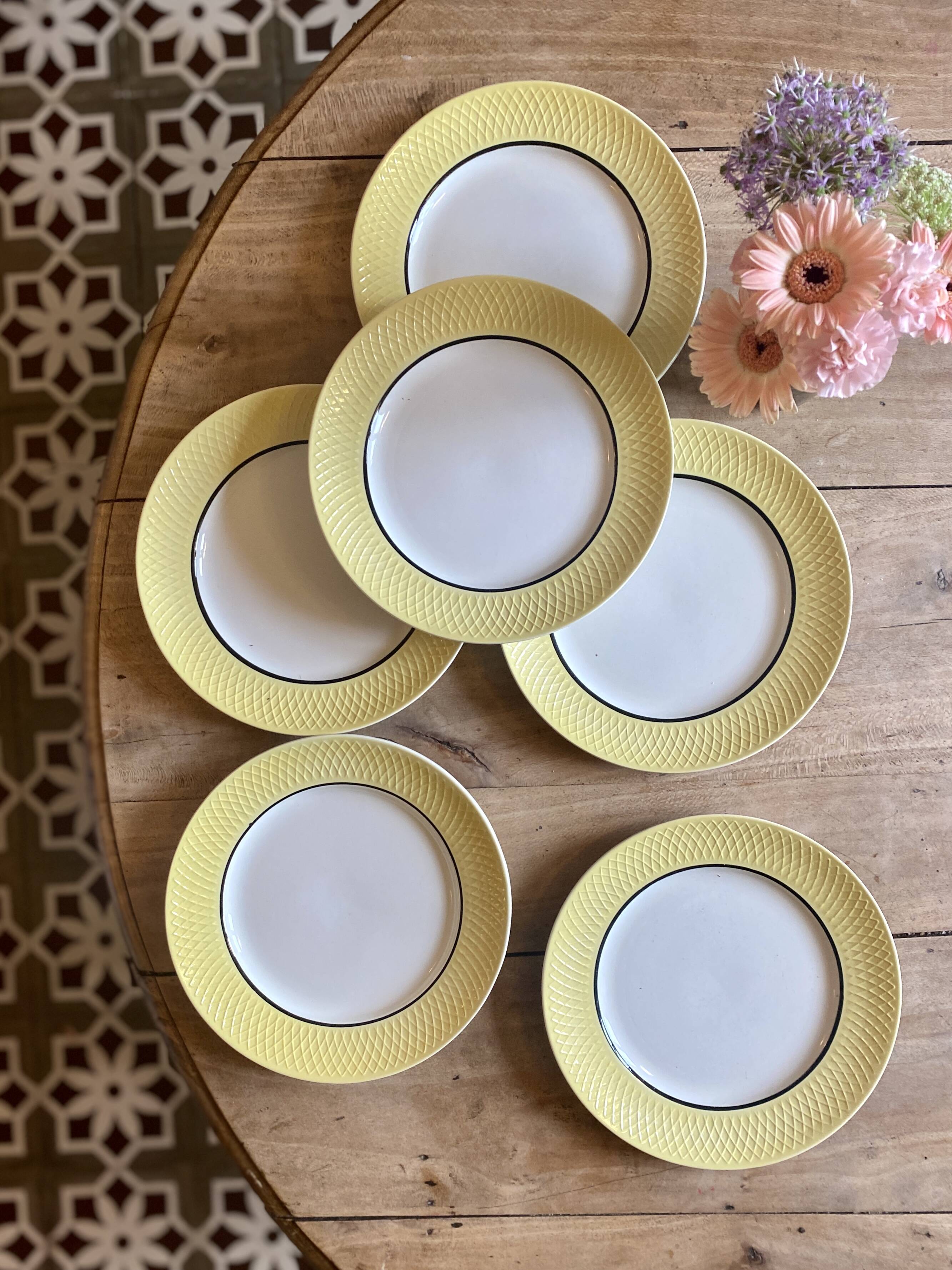 Set of 6 vintage flat plates Moulin des Loups