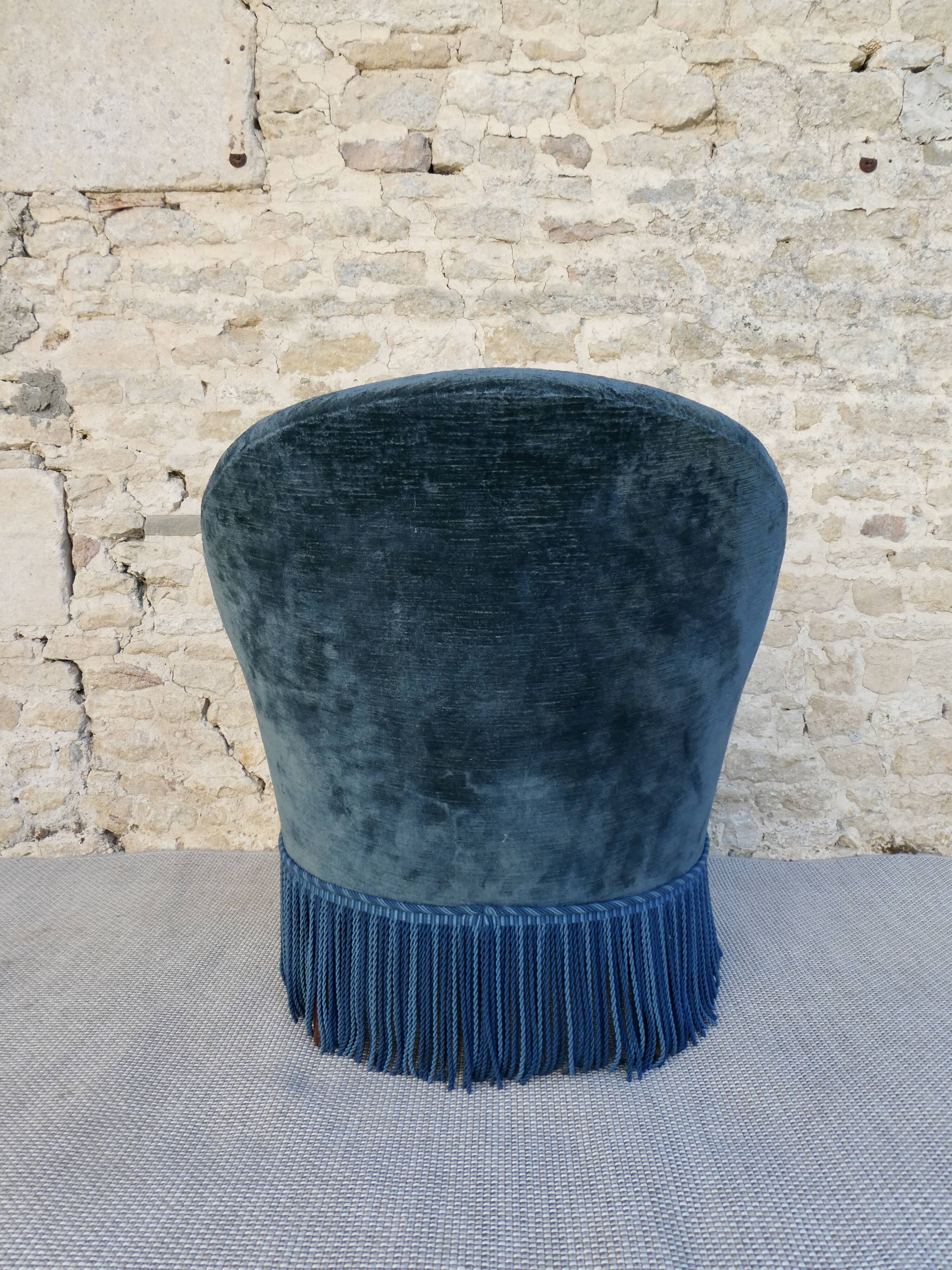 Toad armchair, blue velvet