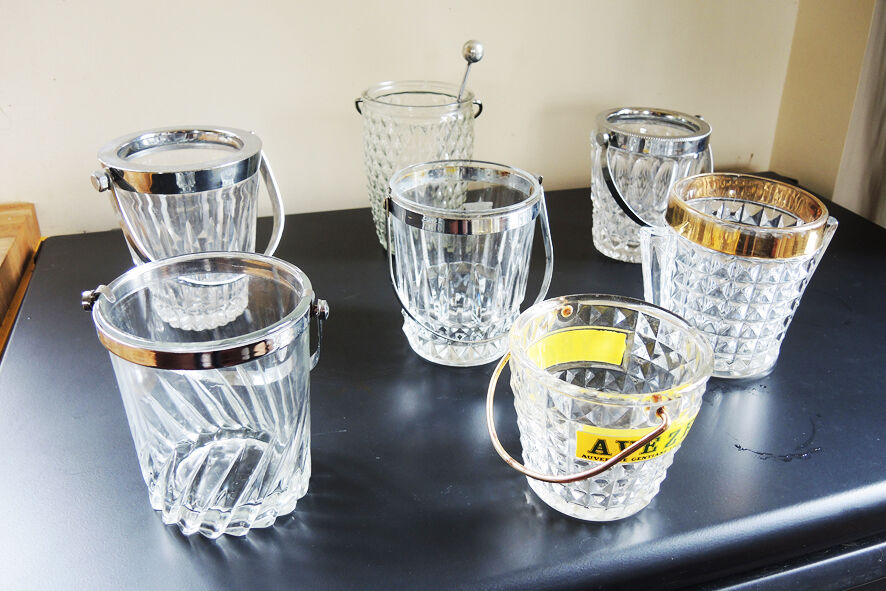 Former cut glass glass bucket & inox