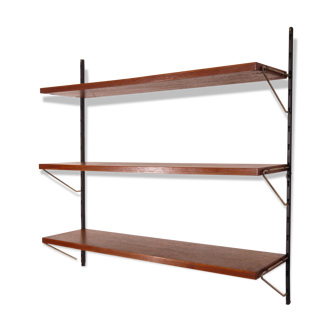 Scandinavian teak and brass metal shelf