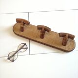 Wall-mounted coat rack with three hooks in cane and rattan L43