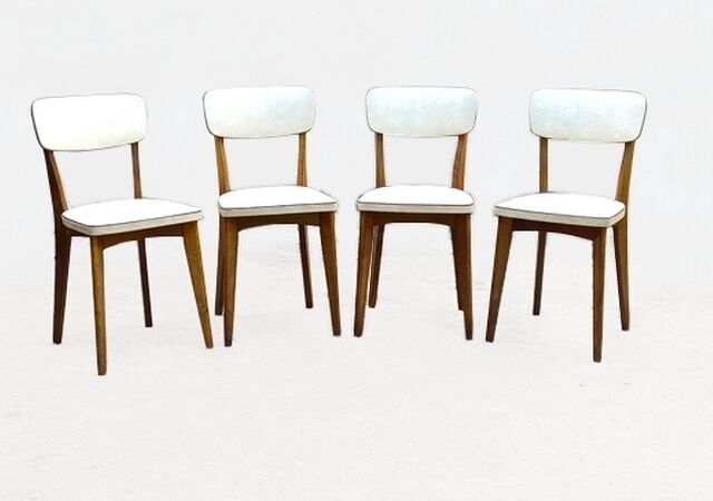 Vintage chairs 50s/60s skai and light beech