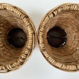 Paire de cache-pots en rotin osier des années 60